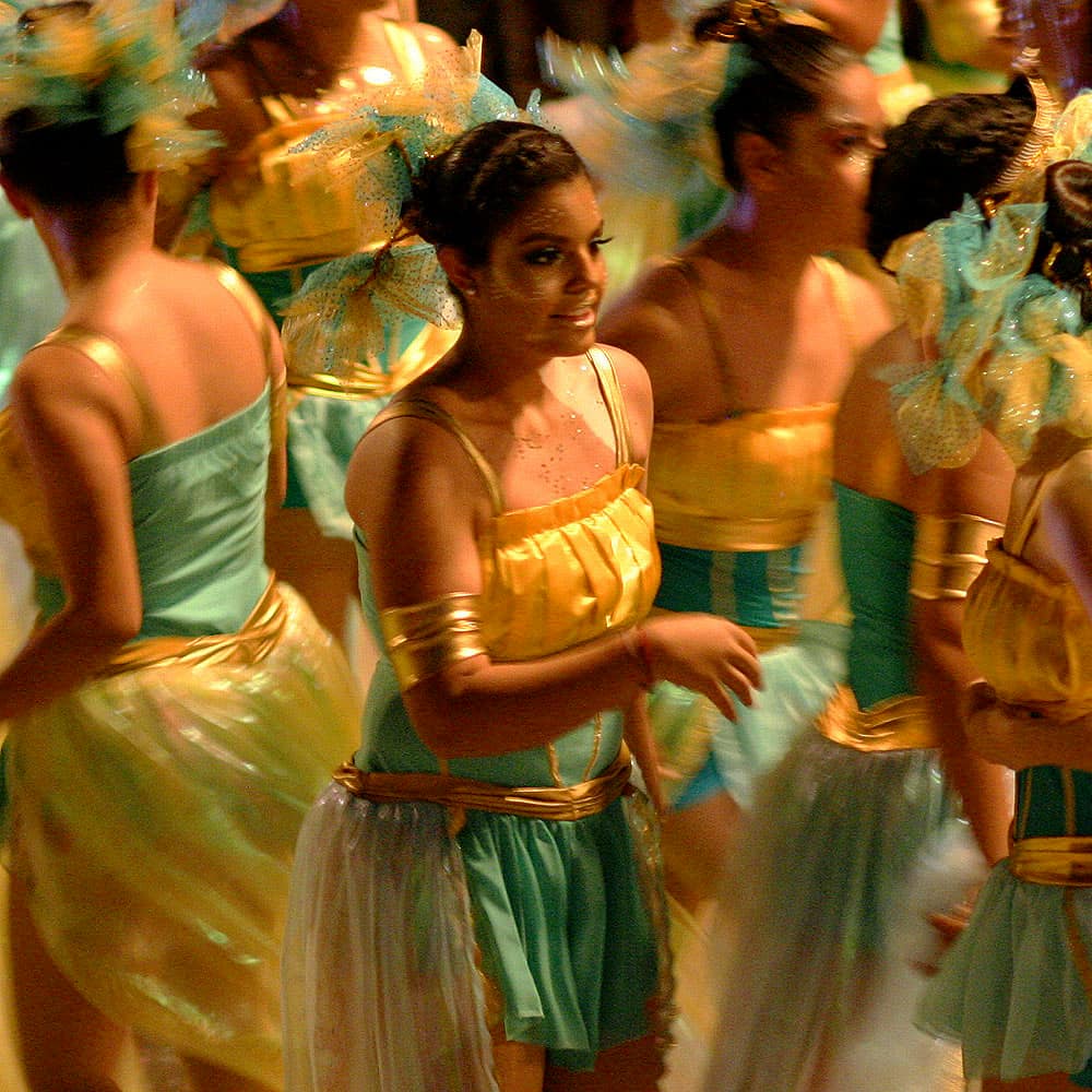 Female dancers parade down the Malecon during Carnaval Mazatlan 2020