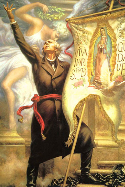 Father Miguel Hidalgo and campaign banner