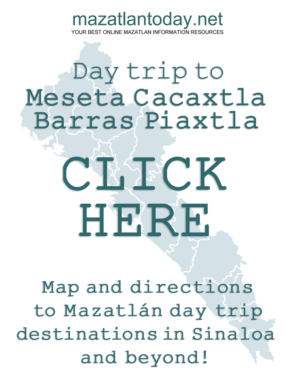 Download free Mazatlan - Meseta Cacaxtla Barras Piaxtla day trip map and directions