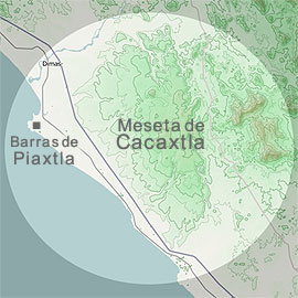 Meseta de Cacaxtla Sinaloa contour map
