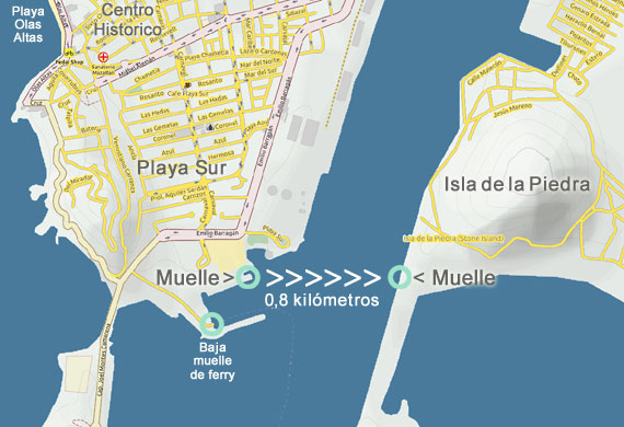 Mapa del muelle del ferry de Isla de La Piedra
